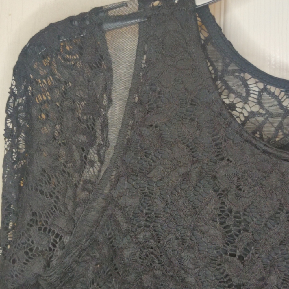 Abercrombie & Fitch Long Sleeve Black Lace Whimsigoth Goth Fairy Steampunk - Picture 3 of 4